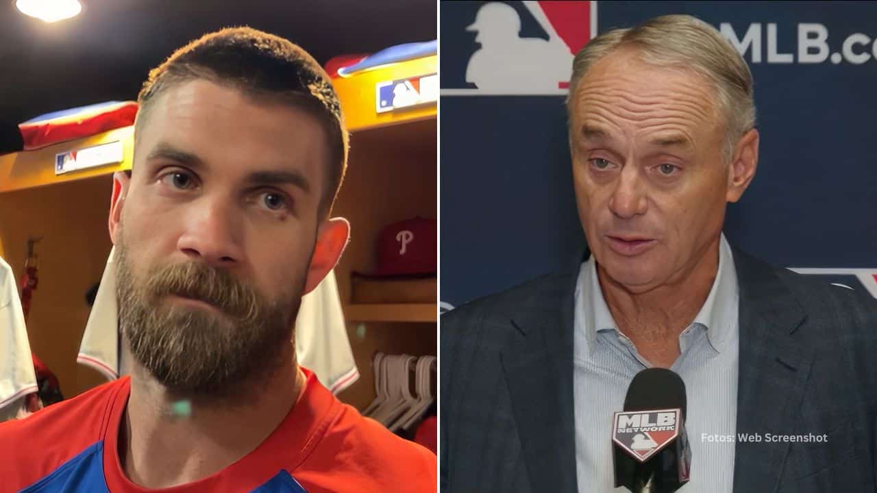 Bryce Harper se enfrentó con el comisionado de las Grandes Ligas Rob Manfred durante una reunión