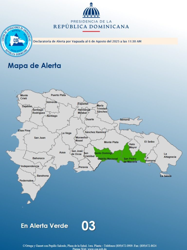 Alerta verde en Santo Domingo y tres provincias por lluvias