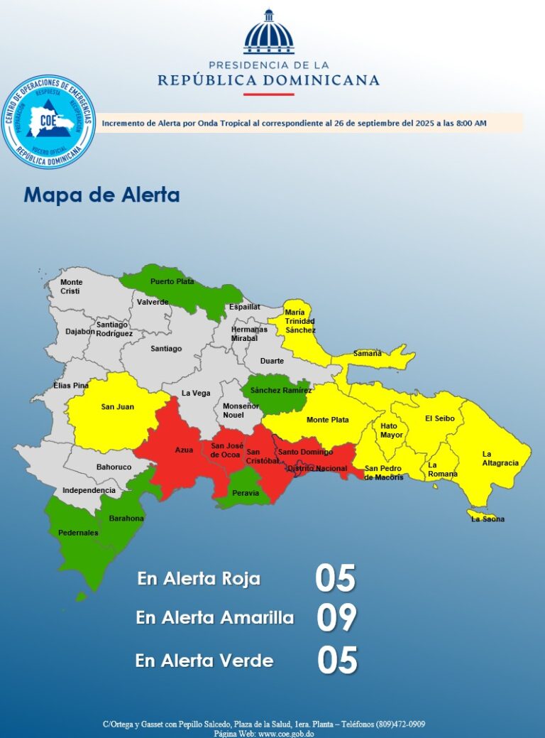 ¡Precaución! COE pone en alerta roja a 5 provincias por fuertes lluvias
