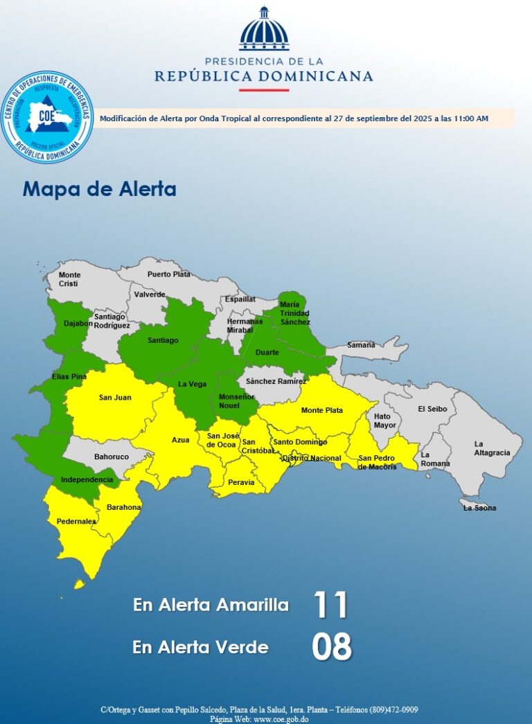 Once provincias en alerta amarilla y ocho en verde por lluvias; COE insta a la precaución ante posibles inundaciones y deslizamientos