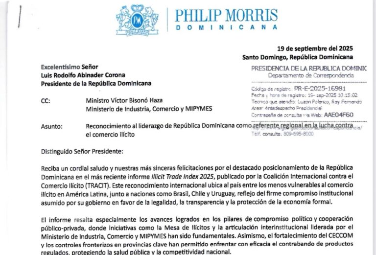 Philip Morris elogia a República Dominicana por su liderazgo contra el comercio ilícito