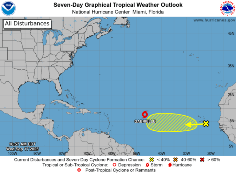 Se forma la tormenta Gabrielle en el Atlántico