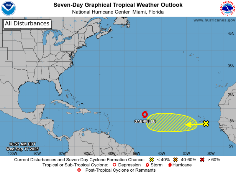 Se forma la tormenta Gabrielle en el Atlántico