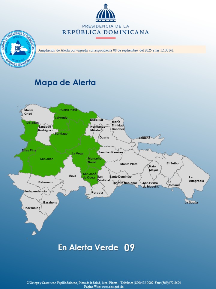 Alerta verde en 9 provincias por condiciones inestables