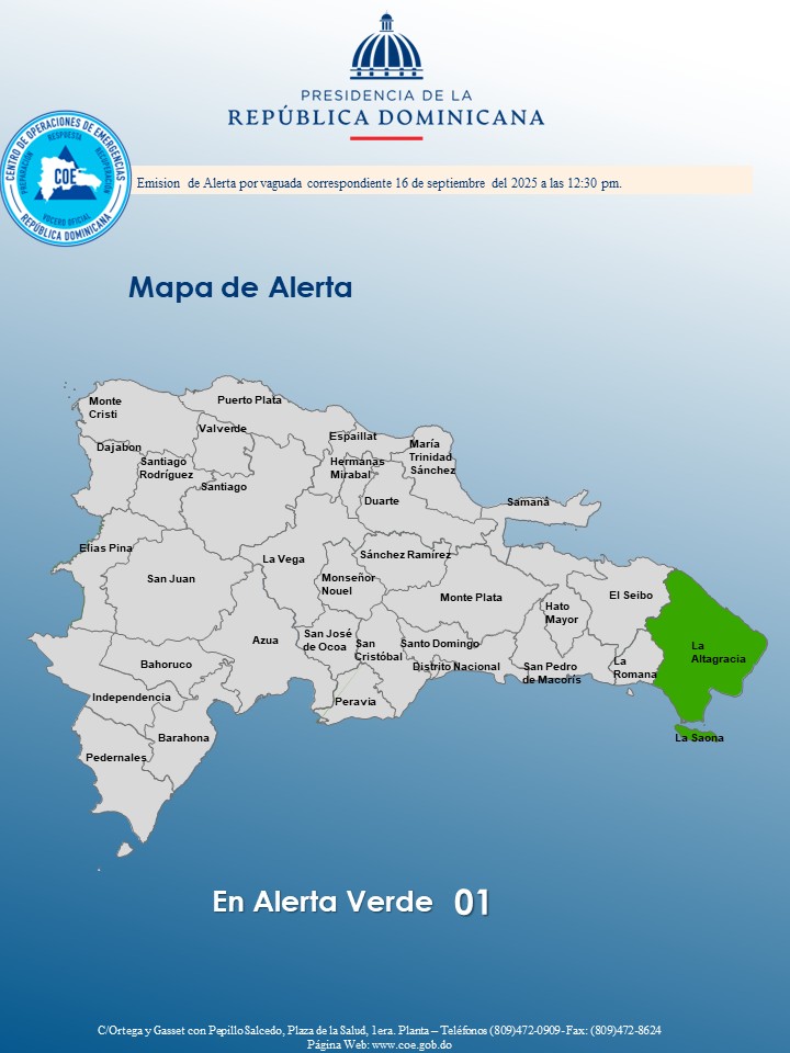 Alerta Verde en varias provincias de RD por lluvias