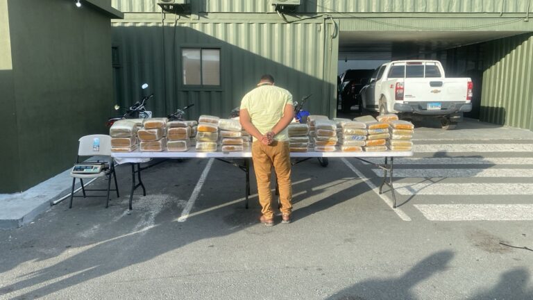 Operación antidrogas en Baní: agentes hallan 110 paquetes de marihuana en un camión