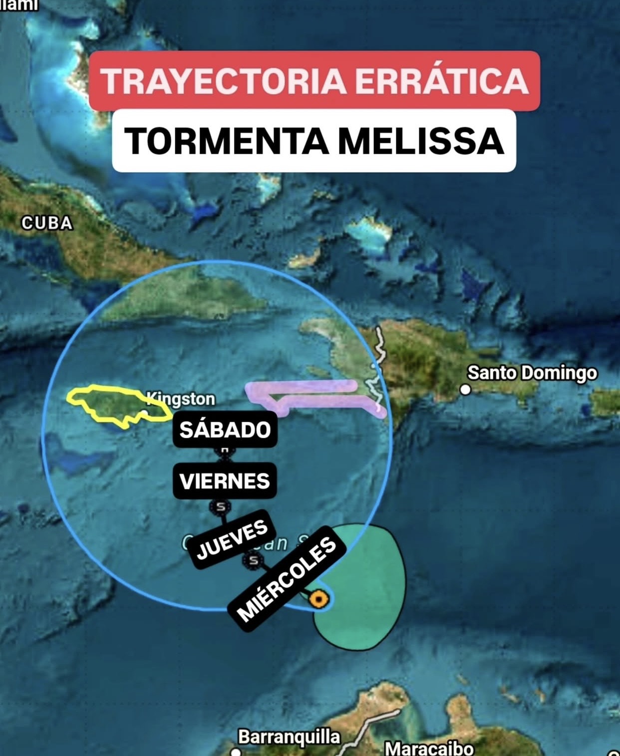 Tormenta tropical Melissa podría convertirse en huracán en las próximas 72 horas