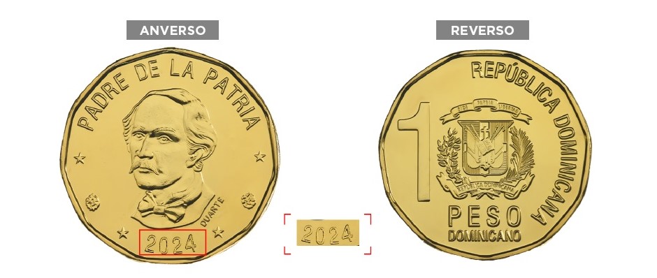 Banco Central introduce monedas de RD$1 del año 2024 sin cambios en diseño
