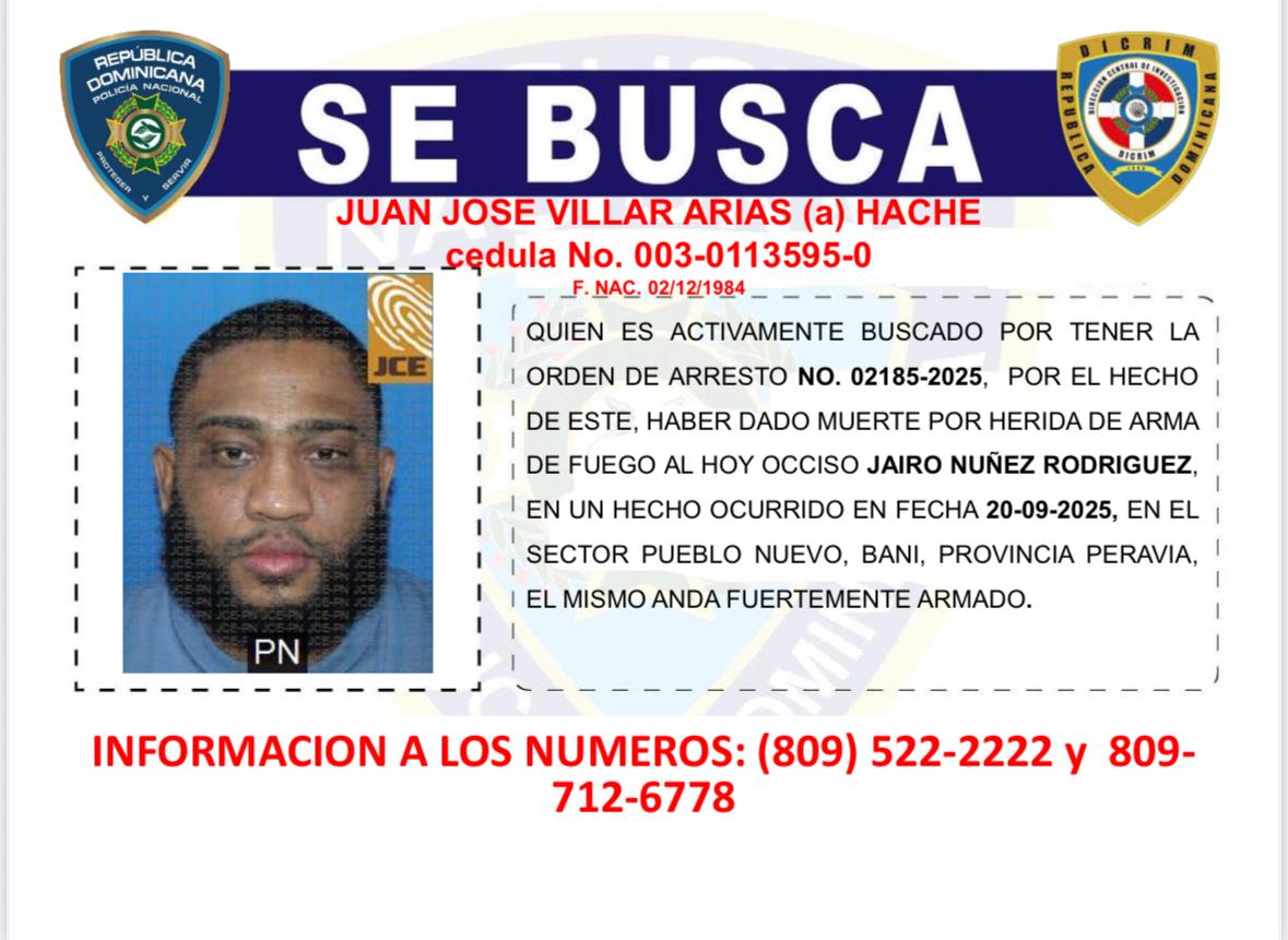 Operativo policial para capturar a "Haché", imputado por asesinato en Baní