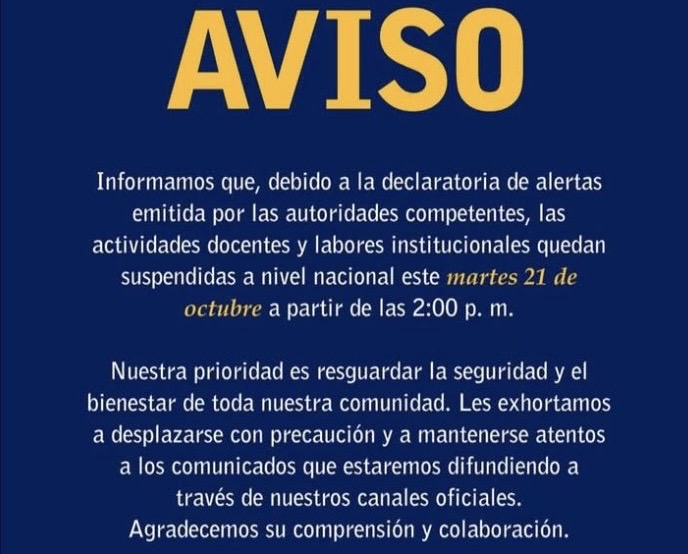 INFOTEP suspende clases y labores en todo el país por alertas meteorológicas