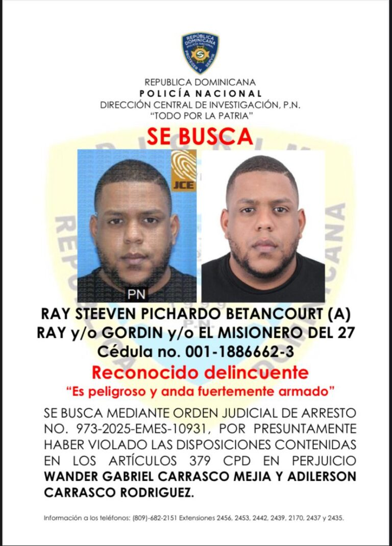 Policía busca a peligroso delincuente conocido como “Ray”, “Gordin” y/o “El Misionero del 27” por asaltos en el Ensanche Ozama