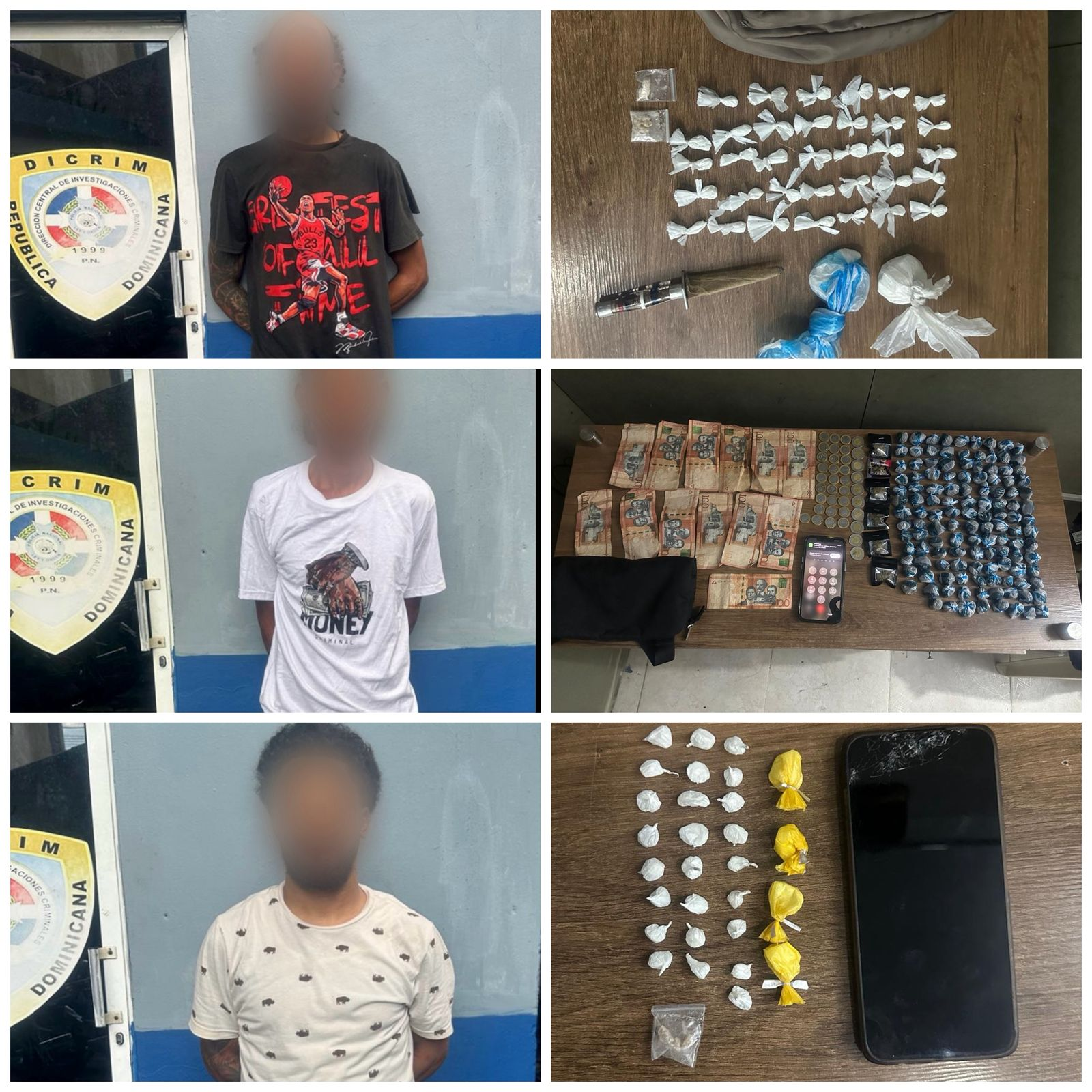 Operativo en Navarrete deja tres detenidos por drogas; incautan marihuana, cocaína y crack
