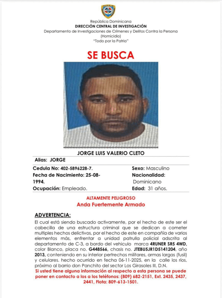 Policía identifica presunto cabecilla de banda que atacó agentes en Los Girasoles