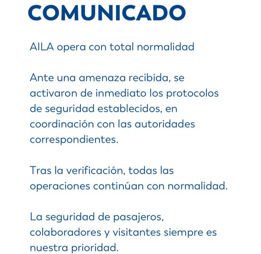 AILA opera normal tras activarse protocolo de seguridad