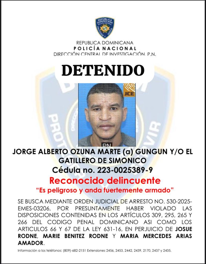 Arrestan hombre señalado como uno de los responsables de tiroteo que causó la muerte de un niño y una mujer en Villa Duarte