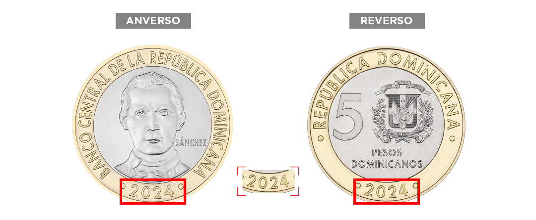 Nueva serie de monedas de 5 pesos dominicanos comenzará a circular el lunes