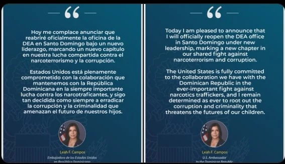 Reabre la DEA en Santo Domingo: Nuevo liderazgo