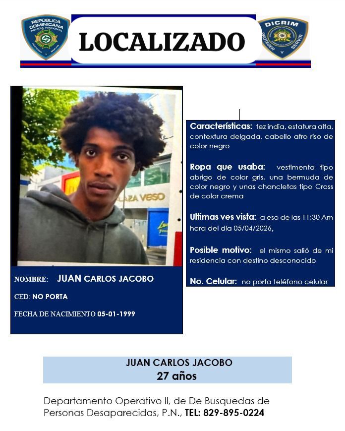 Joven desaparecido en Santo Domingo hallado en buen estado