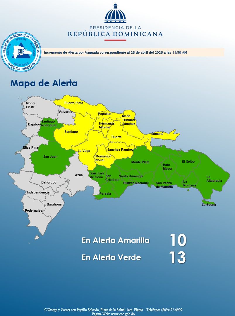 Alerta Amarilla en 10 Provincias por Riesgo de Inundaciones