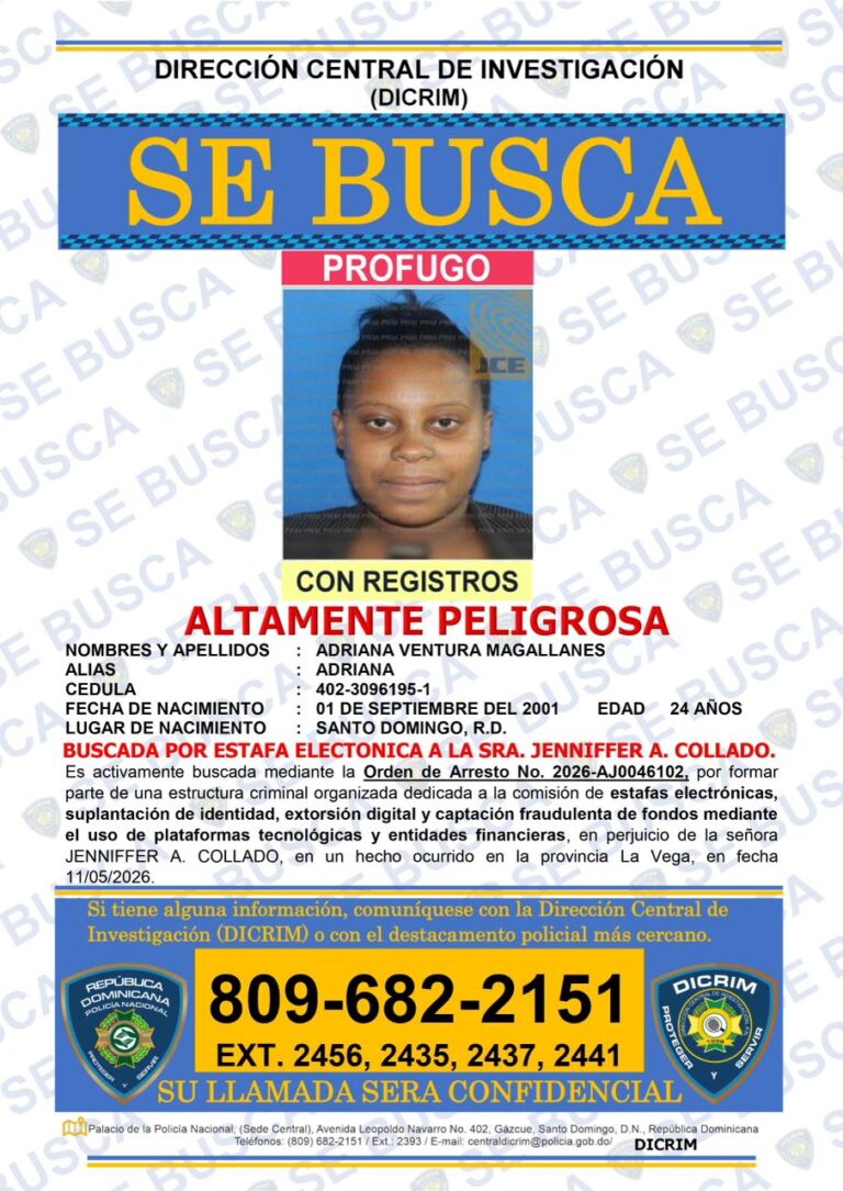 Policía intensifica búsqueda de mujer acusada de ciberestafa y extorsión digital