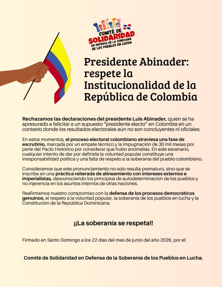 Comité rechaza postura de Abinader sobre Colombia