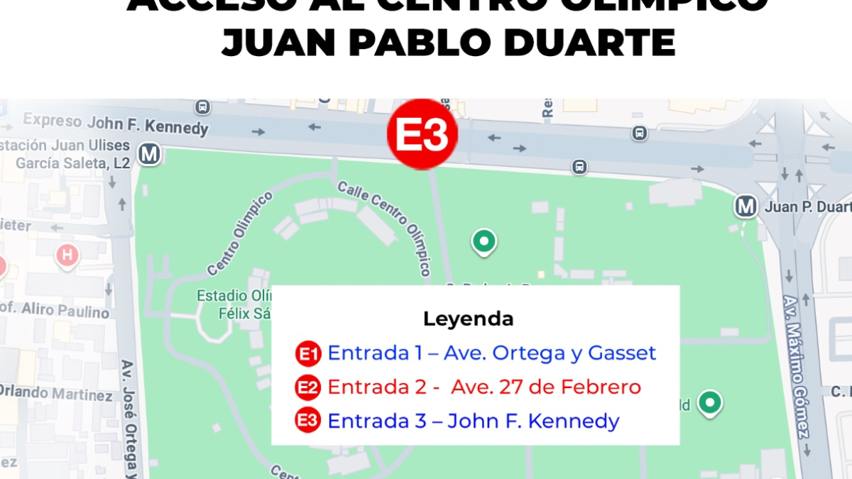 Dan a conocer las vías como ingresar al Centro Olimpico Juan Pablo Duarte para los Juegos Centroamericanos y del Caribe 2026